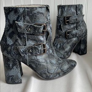 Freebird by Steven Joey Ankle Boot in Blue Snakeskin